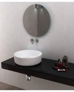 Lavabo rotondo da appoggio in solid surface Bianco opaco - Uvira