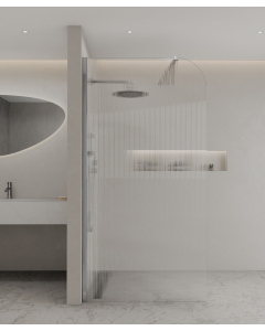 Paroi de douche fixe en verre cannelé et profilé en acier inoxydable chromé collection Cuba