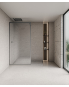 Evora - Parete doccia fissa in vetro trasparente, cornice gunmetal