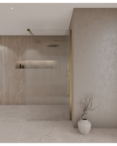 Paroi de douche walk-in Vizela en verre cannelé anticalcaire avec profilé doré