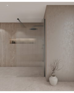 Paroi de douche walk-in Vizela en verre cannelé anticalcaire avec profilé gun metal