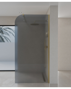Paroi de douche Beja design moderne forme 1/4 de cercle en verre fumé noir et profilé doré