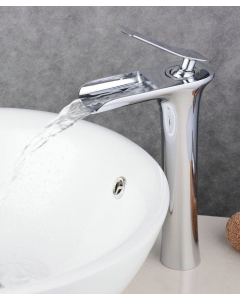 Robinet vasque jet cascade, style contemporain - Chromé