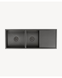 Lavello da cucina doppio 1180 mm - gunmetal spazzolato - Filao