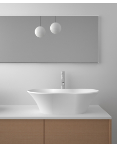 Lavabo ovale da appoggio in solid surface Bianco opaco - Kindu