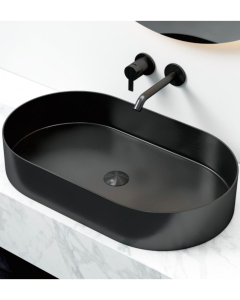 Lavabo ovale da appoggio nero in acciaio inox - small