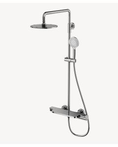 Colonne de douche thermostatique chromé  Grosa, équipée d'une douchette à deux jets avec support réglable en hauteur