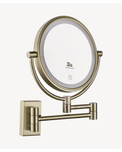 Specchio ingranditore da parete con luce LED - Oro spazzolato