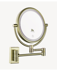 Specchio ingranditore da parete con luce LED - Dorato