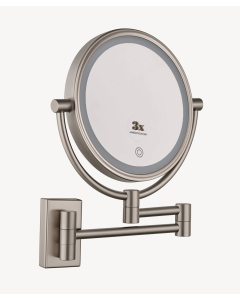 Specchio ingranditore da parete con luce LED - Nichel spazzolato
