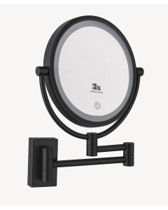 Specchio ingranditore da parete con luce LED - Nero