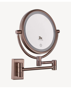 Specchio ingranditore da parete con luce LED - Oro rosa spazzolato