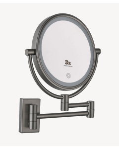 Specchio ingranditore da parete con luce LED - Gun metal