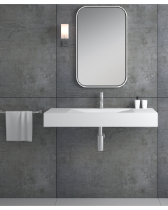 Lavabo rettangolare sospeso in resina minerale Bianco opaco - Kivu - small