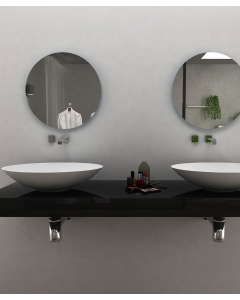 Lavabo ovale da appoggio in solid surface Bianco opaco - Kabinda - small