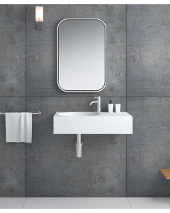 Lavabo rettangolare sospeso in resina minerale Bianco opaco - Lomami