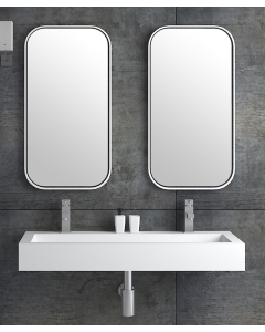 Lavabo rettangolare sospeso in resina minerale Bianco opaco - Buta