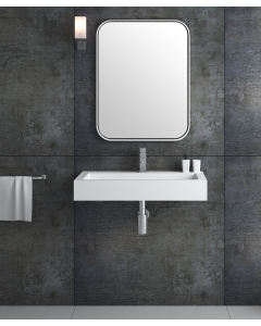Lavabo rettangolare sospeso in resina minerale Bianco opaco - Beni - small