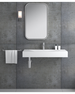 Lavabo rettangolare sospeso in resina minerale Bianco opaco - Kipushi - small