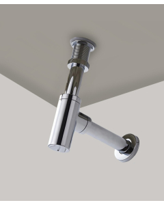 Sifone lavabo cilindrico con piletta senza troppo pieno in ottone Cromato - small