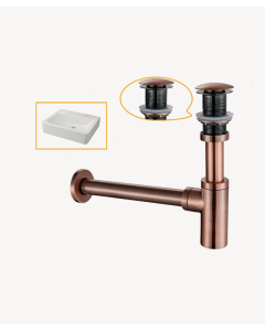 Sifone lavabo cilindrico con piletta senza troppo pieno Oro rosa spazzolato