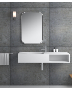 Lavabo rettangolare sospeso in resina minerale Bianco opaco - Lualaba - small