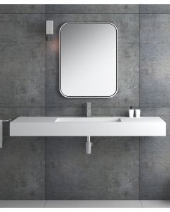 Lavabo rettangolare sospeso in resina minerale Bianco opaco - Kamoto - small
