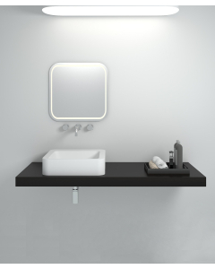 Lavabo quadrato da appoggio in solid surface Bianco opaco - Luna - small
