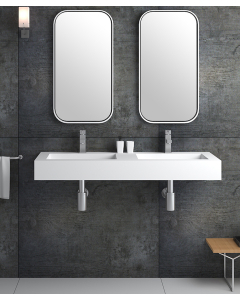 Lavabo rettangolare sospeso in resina minerale Bianco opaco - Lodja - small