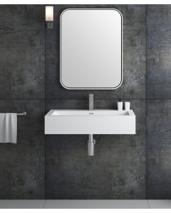 Lavabo rettangolare sospeso in resina minerale Bianco opaco - Zongo - small
