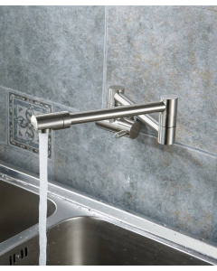 Rubinetto retrattile a parete con doppio snodo girevole - acqua fredda