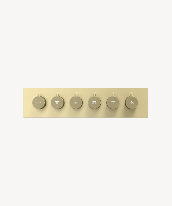 Pannello doccia termostatico con soffione LED 800x600 mm - Oro spazzolato