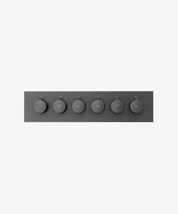 Composizione doccia termostatica con soffione LED e cromoterapia - 80x60 cm - Gun metal
