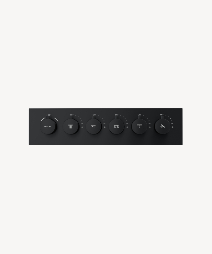 Pannello doccia termostatico con soffione a LED 800x600 mm - Nero