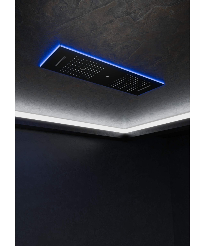 Pacchetto doccia termostatico con 3 getti a LED Nero - 900x300 mm
