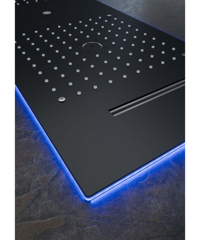 Pacchetto doccia termostatico con 3 getti a LED Nero - 900x300 mm