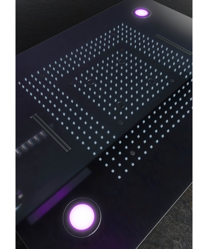 Set doccia termostatico con soffione a pioggia LED e cromoterapia - 80x60 cm