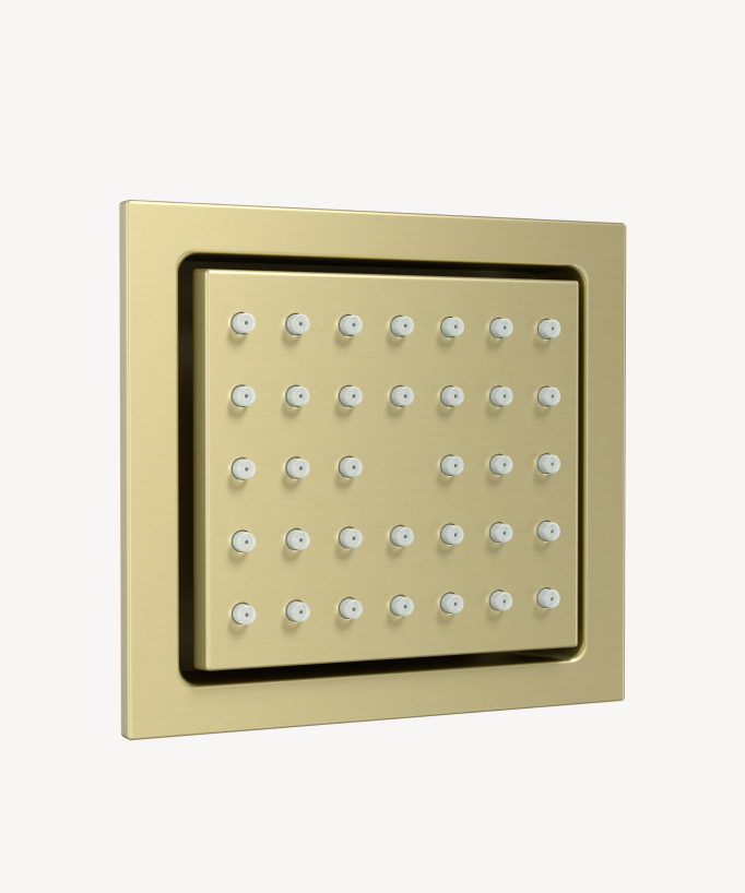 Pacchetto doccia termostatico con 3 getti LED Oro spazzolato - 900x300 mm