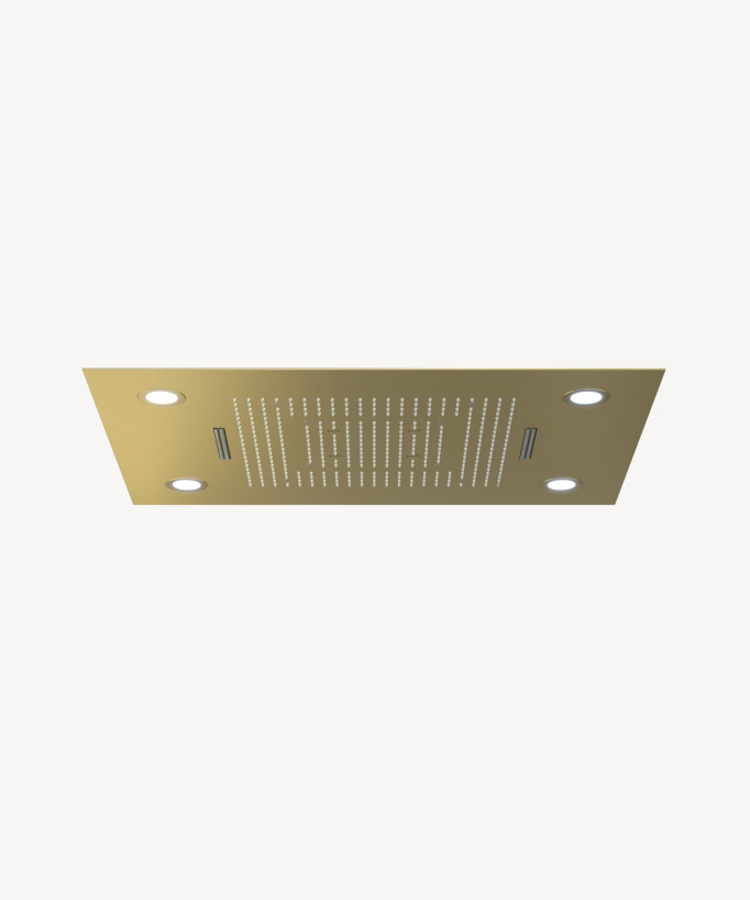 Pannello doccia termostatico con soffione LED 800x600 mm - Oro spazzolato