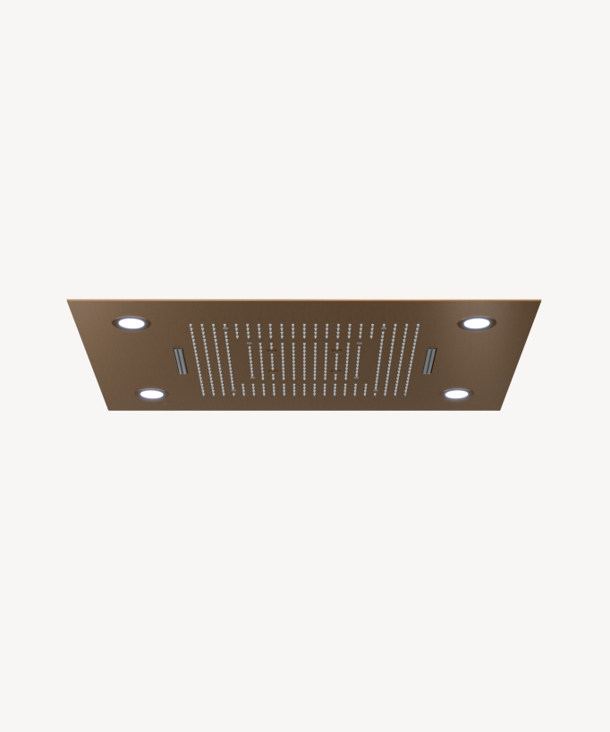 Pannello doccia termostatico con soffione LED 800x600 mm - Oro rosa spazzolato