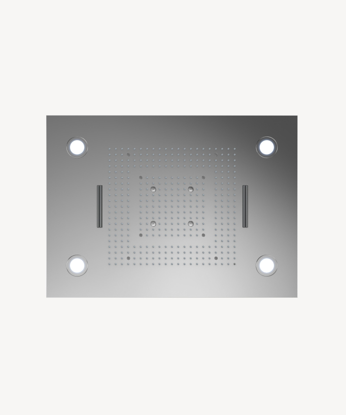 Set doccia termostatico con soffione a pioggia LED e cromoterapia - 80x60 cm