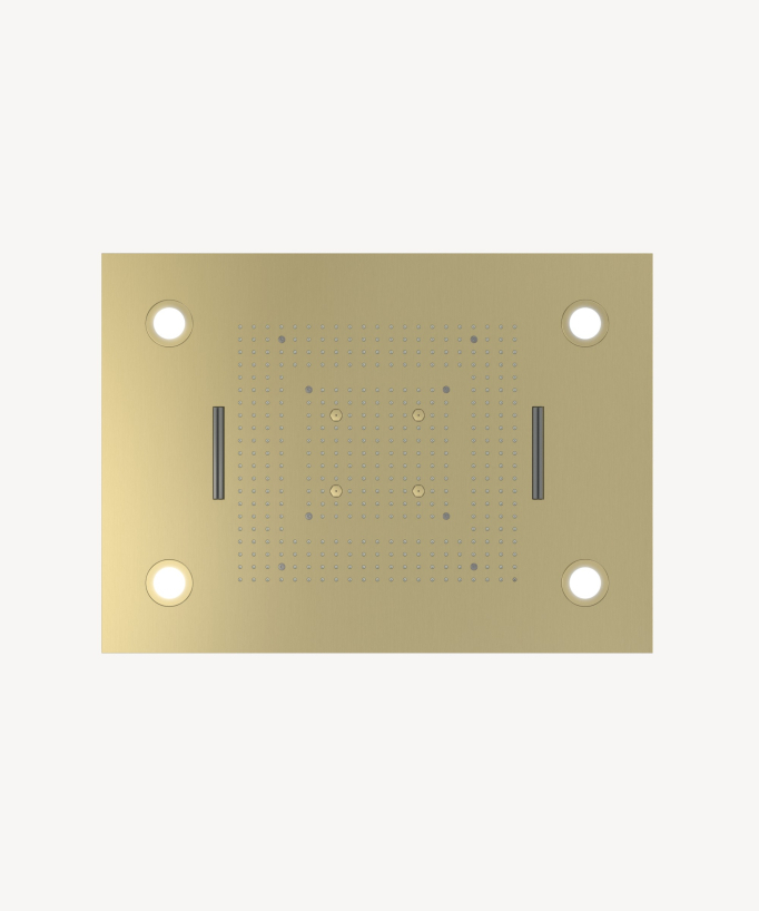 Pannello doccia termostatico con soffione LED 800x600 mm - Oro spazzolato