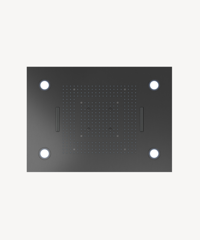 Composizione doccia termostatica con soffione LED e cromoterapia - 80x60 cm - Gun metal