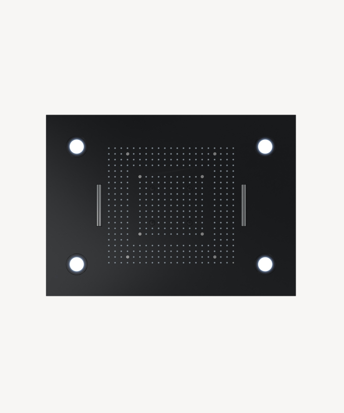 Pannello doccia termostatico con soffione a LED 800x600 mm - Nero