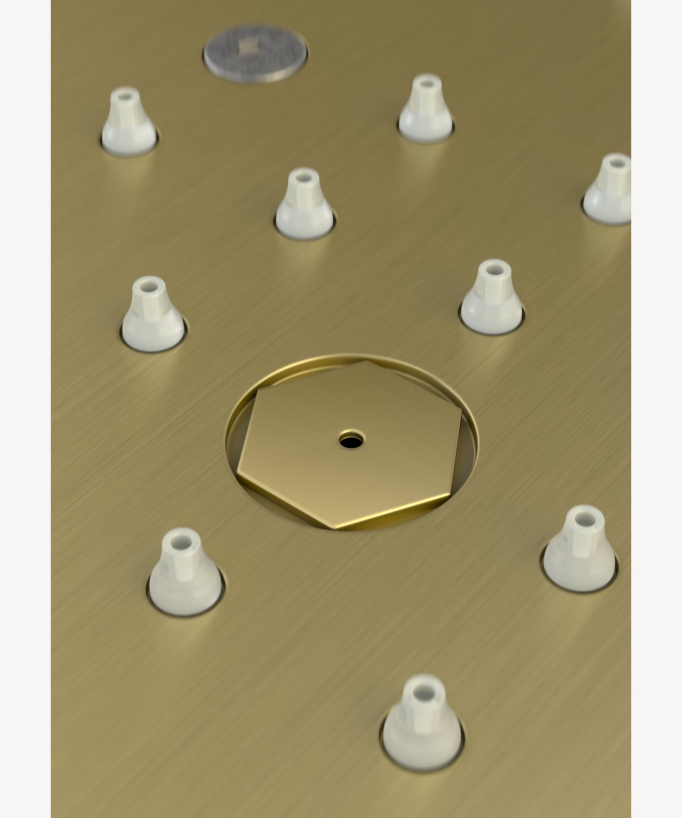 Pannello doccia termostatico con soffione LED 800x600 mm - Oro spazzolato