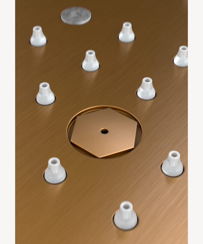 Pannello doccia termostatico con soffione LED 800x600 mm - Oro rosa spazzolato