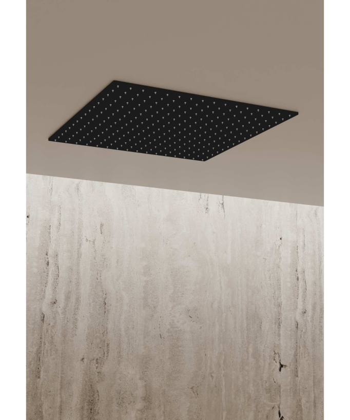 Sistema doccia termostatico a soffitto con getti nascosti 500 mm - Nero