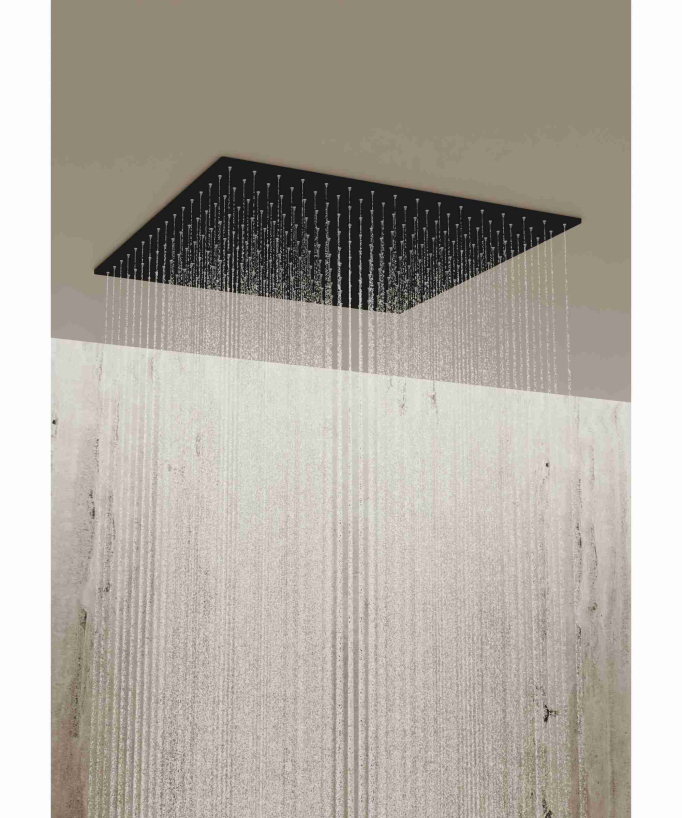 Sistema doccia termostatico a soffitto con getti nascosti 500 mm - Nero