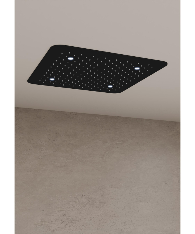 Gruppo doccia termostatico a LED a soffitto - Nero