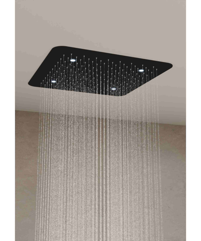 Gruppo doccia termostatico a LED a soffitto - Nero